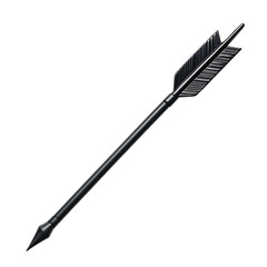 Sleek Arrow with Contemporary Finish in Classic Black Isolated on Transparent Background