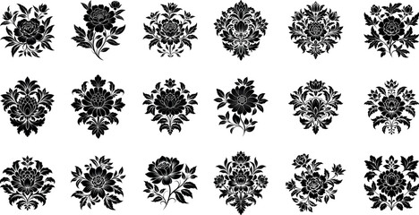 Floral Embellishments: A meticulously crafted collection of intricate black floral designs, perfect for adding an element of timeless elegance to any project.