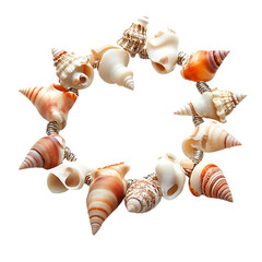Artistic Shell Bracelet with an Eclectic Mix of Irregular Shells Isolated on Transparent Background