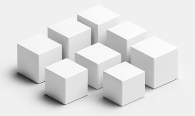 Fototapeta premium Geometric arrangement of eight white cubes