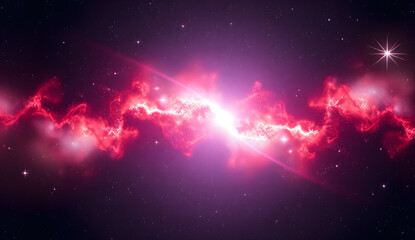 Desktop wallpaper of a vibrant purple, pink, and blue nebula is suitable for space enthusiasts, dreamers, and those seeking a calming backdrop