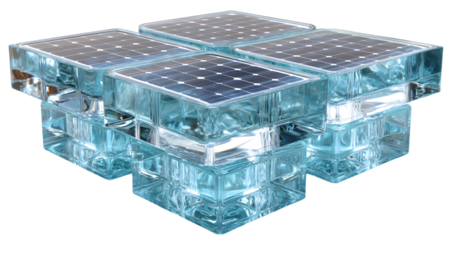Glass Cubes with Solar Panels Clean Energy Technology Sustainable Power Source