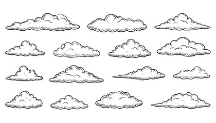 Handdrawn cloud illustrations set.