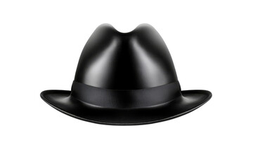 Fototapeta premium Vintage black fedora hat with ribbon, gangster era, cut out transparent