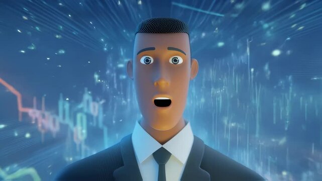 A closeup of a lifelike avatar news anchor with expressive facial features speaking dynamically in different languages as animated captions in various scripts appear in realtime on