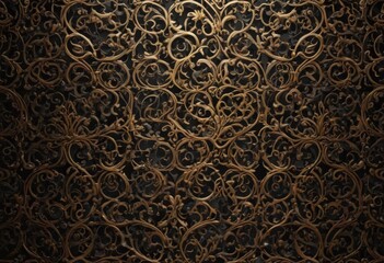 Intricate black & gold filigree pattern; metallic sheen , VIP, ornate, high-end