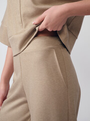 Fashion shooting in studio . Professional model , fashionable clothes and style, new collection. stylish look