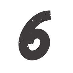 Number 6 Hand-Drawn Brush Font Clipart for Math and Scrapbooking
