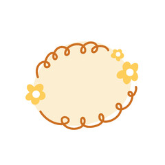 Yellow Round Floral Doodle Frame Clipart for Kids and Crafting Design