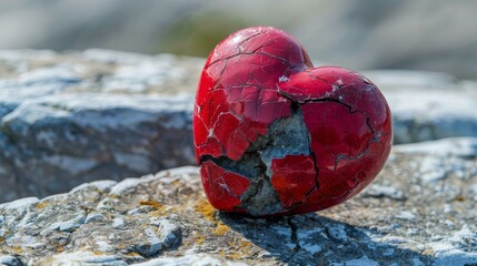 A broken heart on a simple backdrop symbolizes the journey of healing and the path to personal growth.