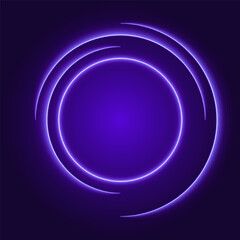 Neon circle frame, glowing portal, vector illustration.