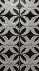 Fototapeta premium Monochrome Elegance: Embossed Floral Tile Pattern