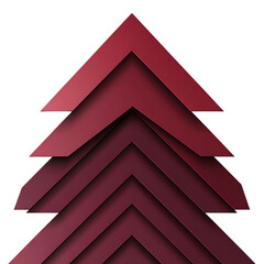 Abstract Arrow with Overlapping Layers in Burgundy Isolated on Transparent Background