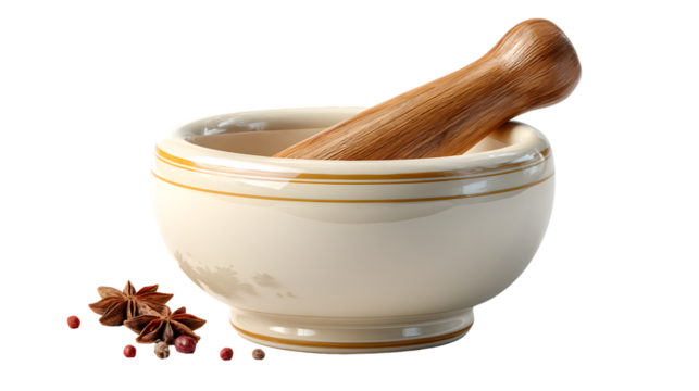 Ceramic Mortar and Pestle with Spices for Culinary Use Cooking Tools Kitchenware Food Prepar