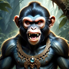 Portrait of a Horrible Aggressive Male Fantasy Monkey