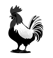 Rooster Vector in grayscale