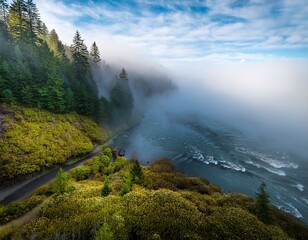 Fototapeta premium fog pacific northwest spring