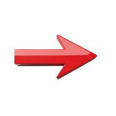 Modern Arrow with Sharply Defined Edges in Bold Red Isolated on Transparent Background