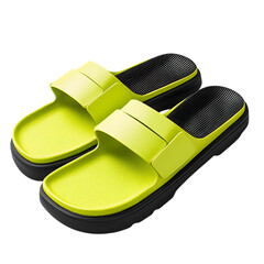 Yellow Slides with Black Soles Isolated on Transparent Background