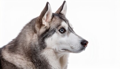 Fototapeta premium grey husky on white