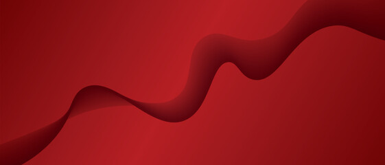 Abstract red background with red ribbon in the form of waves. Vector illustration of background