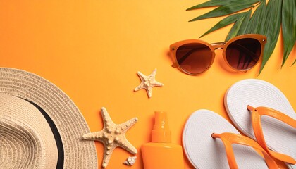 summer beach vacation concept, yellow orange nuance