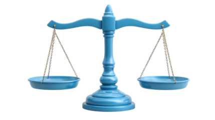 Justice Scale in Blue Symbol of Fairness and Equality for Legal Ethical and DecisionMaking