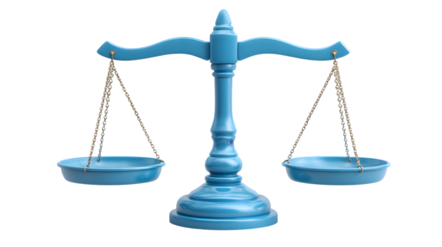 Justice Scale in Blue Symbol of Fairness and Equality for Legal Ethical and DecisionMaking