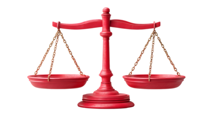 Red Scales of Justice Symbolizing Fairness and Equality in Legal Matters