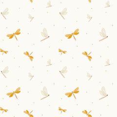 Dragonfly watercolor kids seamless pattern