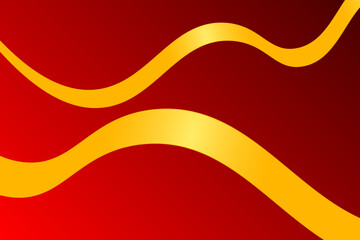 Abstract red background with golden ribbon in the form of waves. Vector illustration of background