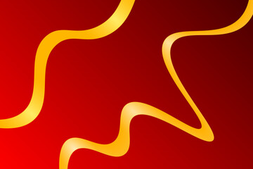 Abstract red background with golden ribbon in the form of waves. Vector illustration of background