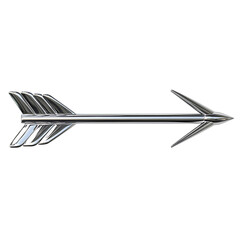 Sleek Arrow with a High Gloss Finish in Metallic Silver Isolated on Transparent Background