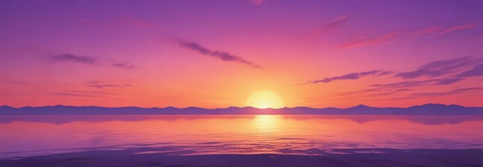 Fototapeta premium Fluid watercolor sunset, orange to purple gradient, painterly texture , fluid, blend, light