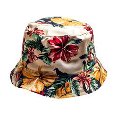 Fun Bucket Hat with an Unexpected Floral Motif Isolated on Transparent Background