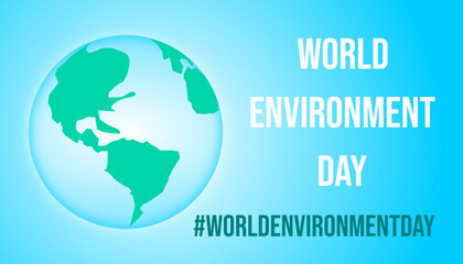 Colorful banner for Environment Day with planet Earth and hashtag #worldenvironmentday
