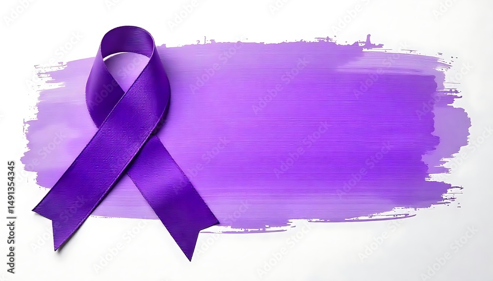 Fototapete lupus awareness purple ribbon with brushstroke texture on noisy background created with generative a