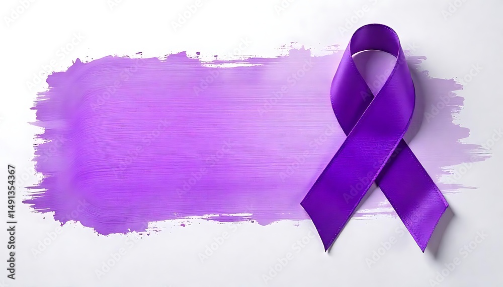 Fototapete lupus awareness purple ribbon with brushstroke texture on noisy background created with generative a