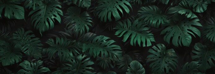 Fototapeta premium Intricate black & deep green tropical leaf pattern, abstract design , plant, exotic plants