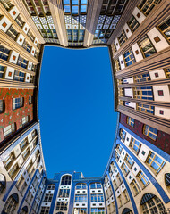 view of noble houses Hackesche Hoefe in the old city of Berlin in Germany © travelview