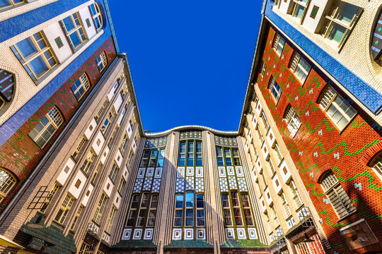 view of noble houses Hackesche Hoefe in the old city of Berlin in Germany