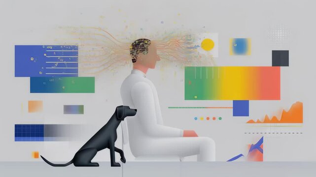 An animated sequence depicting the evolution of an AI model as it encounters a series of synthetic edgecase situations demonstrating how the generated data allows the AI to learn and