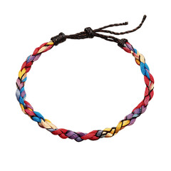 Trendy Woven Anklet with Interlaced Vibrant Threads Isolated on Transparent Background