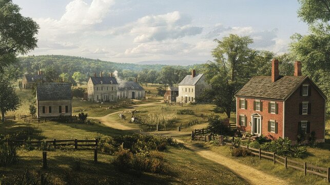 Serene Colonial Village: A Picturesque 18th Century Settlement