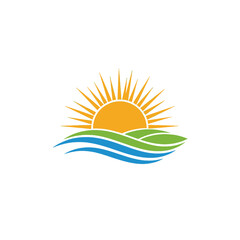 Sunrise over the hills and ocean