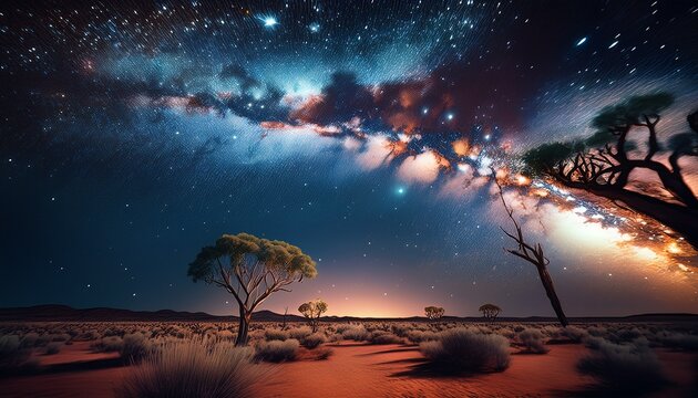 a night sky in the australian outback filled with millions of twinkling stars and the milky way stretching above