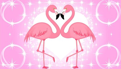 Pink Flamingos Heart Love Design.
