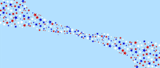 Abstract US flag color star element isolated on blue background. Vector illustration of background.