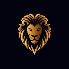 stylized golden lion head with flowing mane on black background conveying strength and majesty