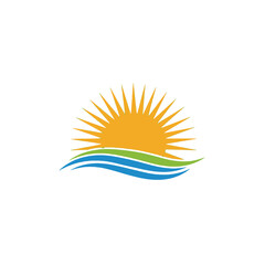 Sunrise over the ocean waves logo